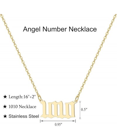 Angel Number Necklace For Women, 18K Gold Plated 000 111 222 333 444 555 666 777 888 999 Necklace Numerology Jewelry 1010-G $...