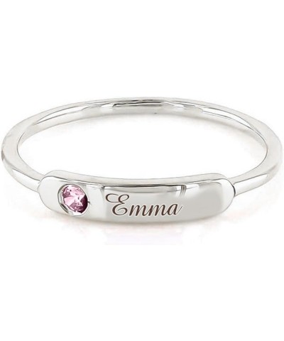 925 Sterling Silver Personalized Stackable Engraved Name Ring with Birthstone Custom Ring for Women Girls Mothers Day Birthda...