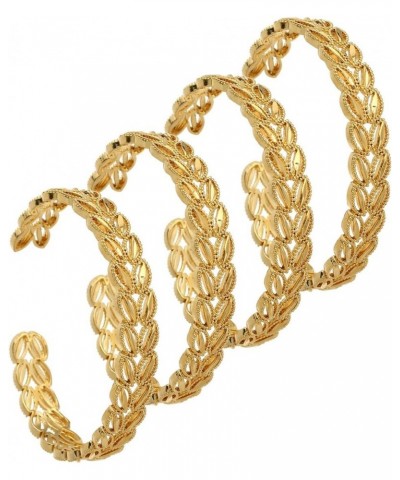 24K Bangles Ethiopian 4pcs Dubai Cuff Bracelet For Women Arab African Gold Color Wedding Jewelry $11.30 Bracelets