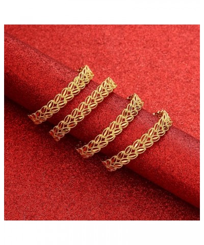 24K Bangles Ethiopian 4pcs Dubai Cuff Bracelet For Women Arab African Gold Color Wedding Jewelry $11.30 Bracelets