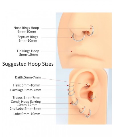 20G 18G 16G Nose Rings Hoops 316L Surgical Steel Double Hoop Nose Ring Septum Rings Threadless Nose Stud Tragus Helix Cartila...