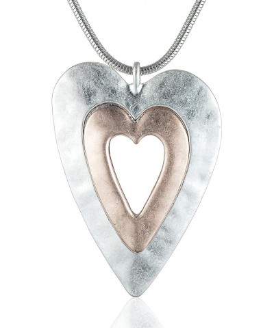 Love Heart Pendant Necklace for Women Fashion Jewelry Long Chian Sweater Necklaces A - Silver $10.59 Necklaces