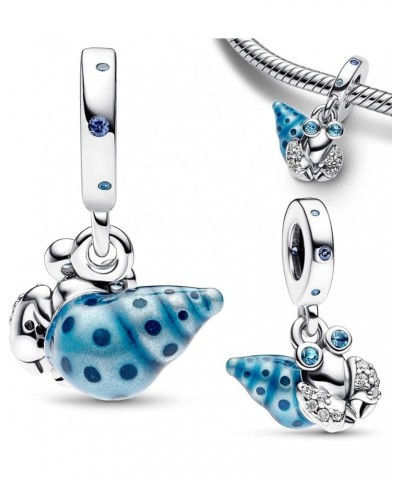 Summer Sea Animal Blue Charms 925 Sterling Silver with Cubic Zirconia for Women Bracelets and Necklaces,Mother's Day Gift for...