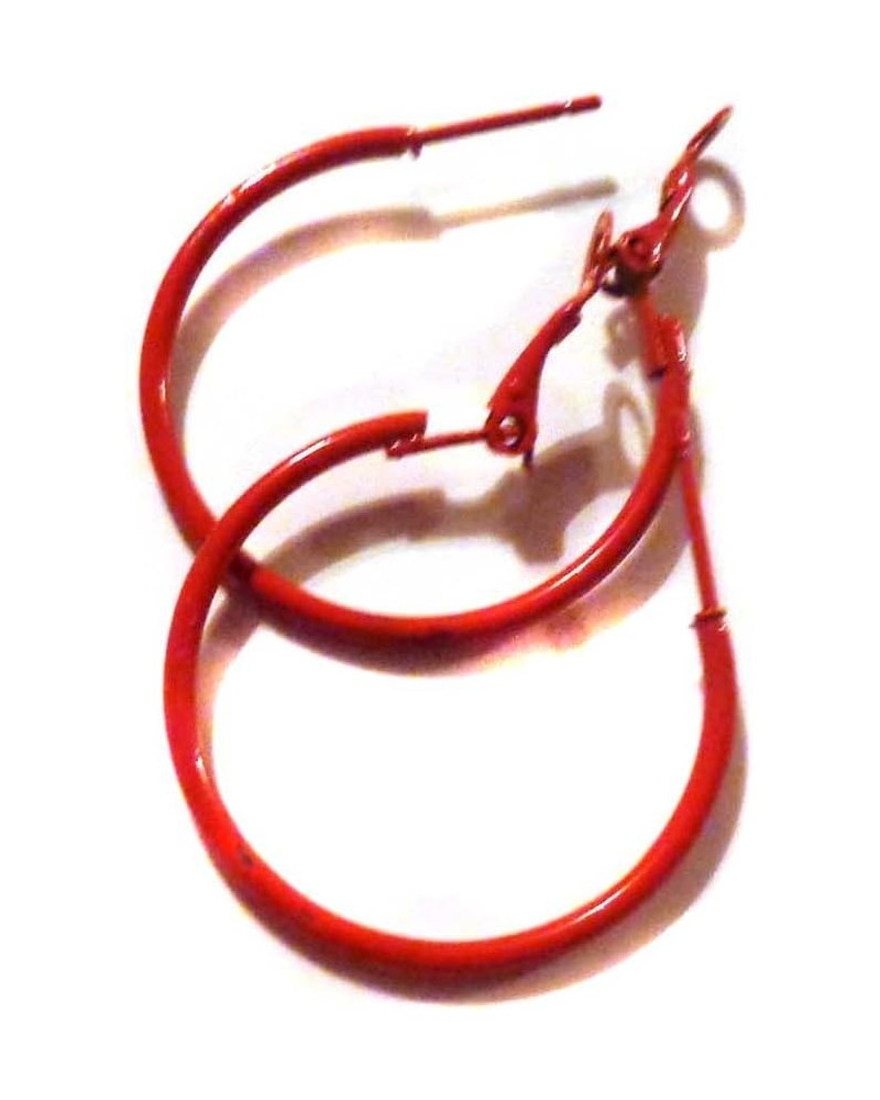 Color Hoop Earrings Simple Thin Hoop Earrings 1 Inch Red Hoop Earrings $8.11 Earrings