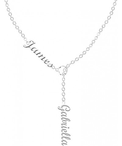 Personalized 925 Sterling Silver Nameplate Lariat Y Style Necklace Custom with 2 Name Jewelry For Couples $17.43 Necklaces