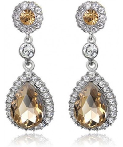 Gorgeous Austrian Crystal Rhinestone Wedding Bridal Teardrop Drop Dangle Earrings pierced-champagne $7.64 Earrings