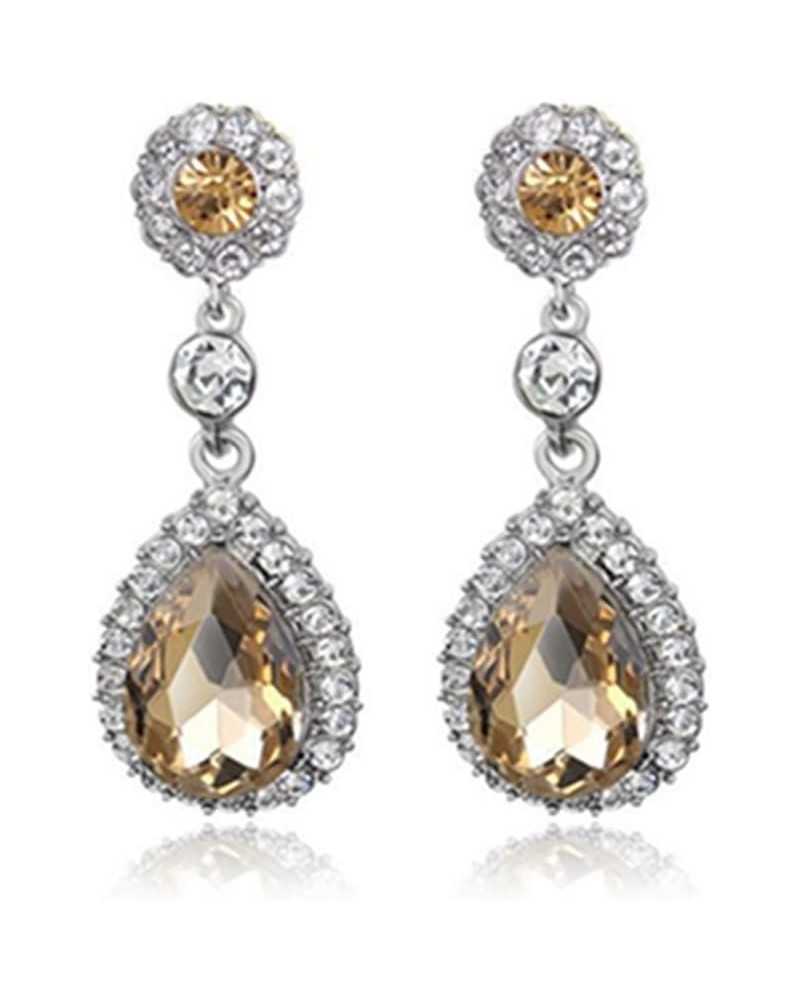 Gorgeous Austrian Crystal Rhinestone Wedding Bridal Teardrop Drop Dangle Earrings pierced-champagne $7.64 Earrings