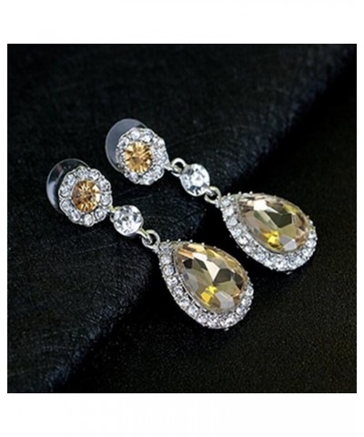 Gorgeous Austrian Crystal Rhinestone Wedding Bridal Teardrop Drop Dangle Earrings pierced-champagne $7.64 Earrings