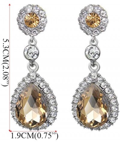 Gorgeous Austrian Crystal Rhinestone Wedding Bridal Teardrop Drop Dangle Earrings pierced-champagne $7.64 Earrings