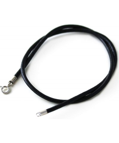 Leather Necklace, Sterling Silver Clasp, 2mm 3mm Round Genuine Black Leather Cord Chain 16"-24" Rope Necklace 18.0 Inches 3mm...