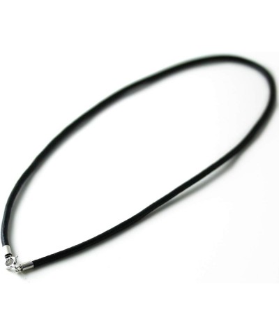 Leather Necklace, Sterling Silver Clasp, 2mm 3mm Round Genuine Black Leather Cord Chain 16"-24" Rope Necklace 18.0 Inches 3mm...