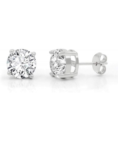 925 Sterling Silver Unisex 3mm - 10mm Round Clear Cubic Zirconia CZ Rhodium Stud Earrings, 8mm $11.95 Earrings