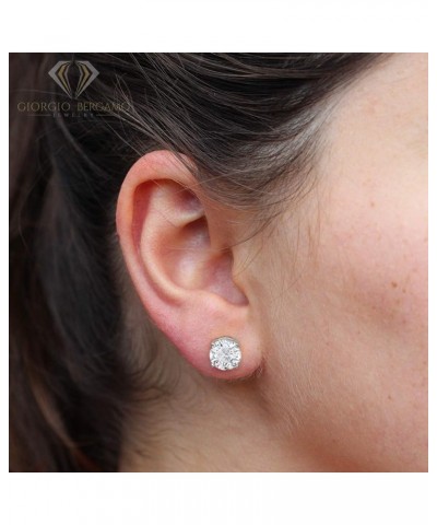 925 Sterling Silver Unisex 3mm - 10mm Round Clear Cubic Zirconia CZ Rhodium Stud Earrings, 8mm $11.95 Earrings