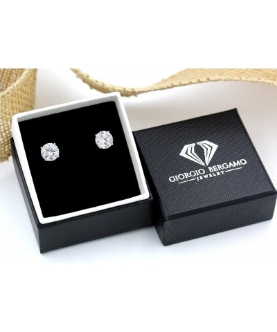 925 Sterling Silver Unisex 3mm - 10mm Round Clear Cubic Zirconia CZ Rhodium Stud Earrings, 8mm $11.95 Earrings