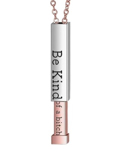 Be Kind...Of A Bitch - Hidden Message Necklace,Be Kind Of A Bitch 3D Engraving Vertical Bar Necklace,Stainless Steel Be Kind ...