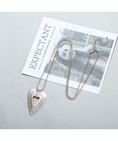 Love Heart Pendant Necklace for Women Fashion Jewelry Long Chian Sweater Necklaces A - Silver $10.59 Necklaces