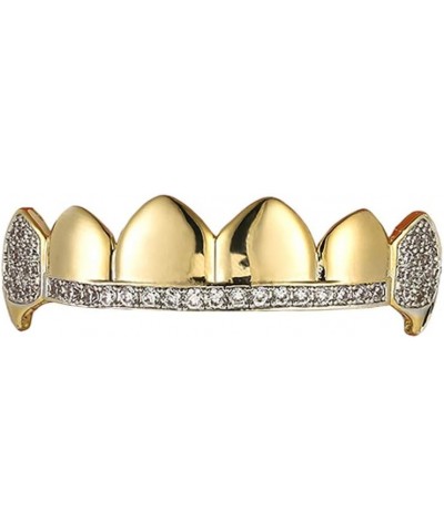 Gold Grillz for Your Teeth Top & Bottom, Hip Hop Iced Out Diamond Grills for Men and Women, Rapper Costume Mouth Teeth Grillz...