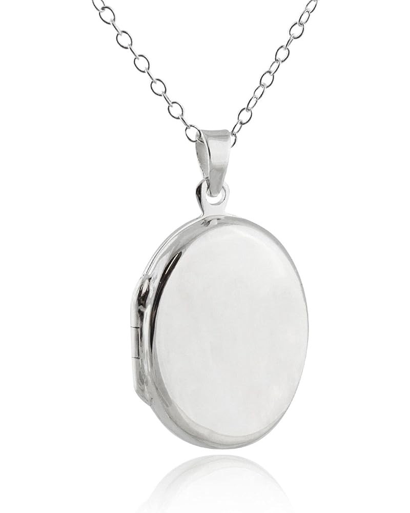 Sterling Silver Oval Locket Necklaces for Women, 18" Cable Chain Oval 4 $15.30 Necklaces