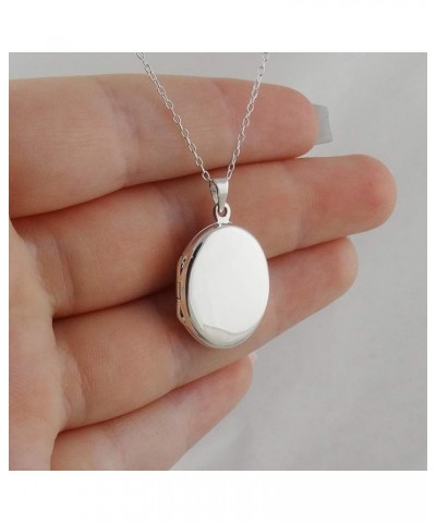 Sterling Silver Oval Locket Necklaces for Women, 18" Cable Chain Oval 4 $15.30 Necklaces