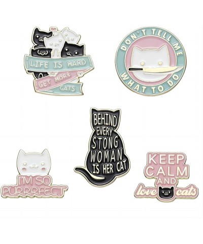 Creative Cat Themes Enamel Pins Set - Lovely Cats Brooch Pin for Backpack Bag Hat, Gifts for Cats Lover Cat Letters 5Pcs $7.7...