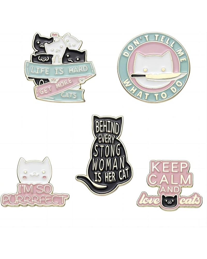 Creative Cat Themes Enamel Pins Set - Lovely Cats Brooch Pin for Backpack Bag Hat, Gifts for Cats Lover Cat Letters 5Pcs $7.7...