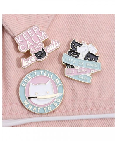 Creative Cat Themes Enamel Pins Set - Lovely Cats Brooch Pin for Backpack Bag Hat, Gifts for Cats Lover Cat Letters 5Pcs $7.7...