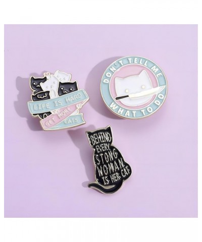 Creative Cat Themes Enamel Pins Set - Lovely Cats Brooch Pin for Backpack Bag Hat, Gifts for Cats Lover Cat Letters 5Pcs $7.7...