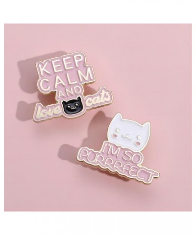 Creative Cat Themes Enamel Pins Set - Lovely Cats Brooch Pin for Backpack Bag Hat, Gifts for Cats Lover Cat Letters 5Pcs $7.7...