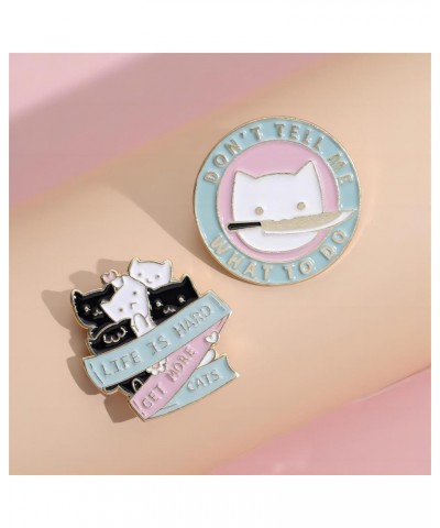 Creative Cat Themes Enamel Pins Set - Lovely Cats Brooch Pin for Backpack Bag Hat, Gifts for Cats Lover Cat Letters 5Pcs $7.7...