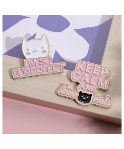 Creative Cat Themes Enamel Pins Set - Lovely Cats Brooch Pin for Backpack Bag Hat, Gifts for Cats Lover Cat Letters 5Pcs $7.7...