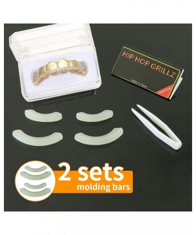 Gold Grillz for Your Teeth Top & Bottom, Hip Hop Iced Out Diamond Grills for Men and Women, Rapper Costume Mouth Teeth Grillz...