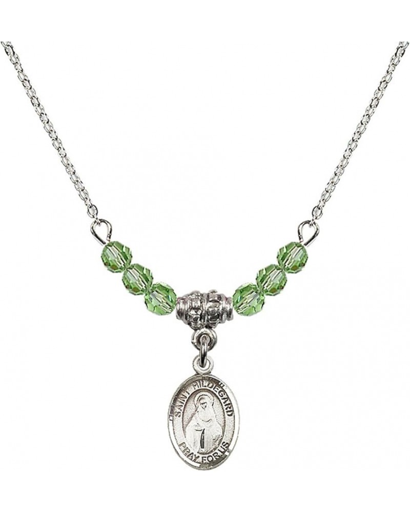 August Birth Month Bead Necklace with Catholic Patron Saint Petite Charm, 18 Inch Saint Hildegard von Bingen $33.24 Necklaces