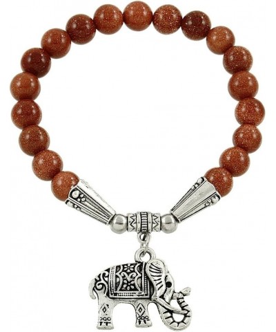 Elephant Lucky Charm Natural Stone Bracelet Goldsand Stone $8.54 Bracelets