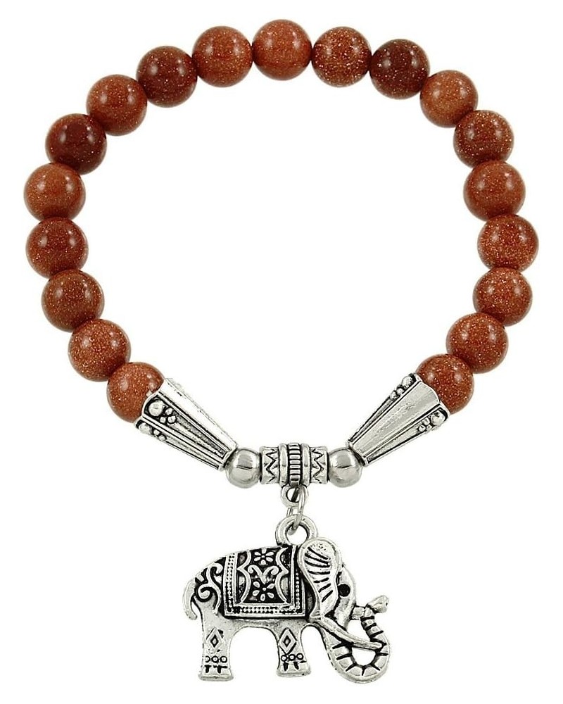 Elephant Lucky Charm Natural Stone Bracelet Goldsand Stone $8.54 Bracelets