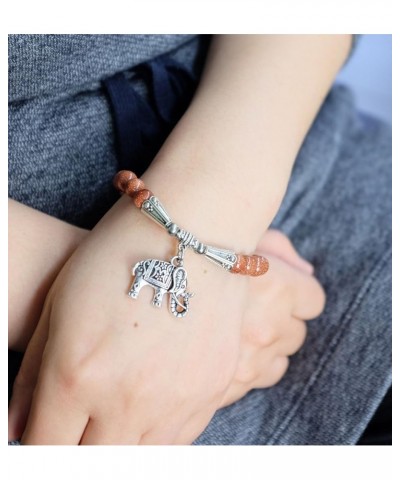 Elephant Lucky Charm Natural Stone Bracelet Goldsand Stone $8.54 Bracelets