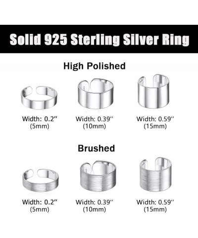 Customizable 925 Sterling Silver Rings for Women Mens High Polished Plain Dome Engagement Band Adjustable Flat Wide Cuff Ring...