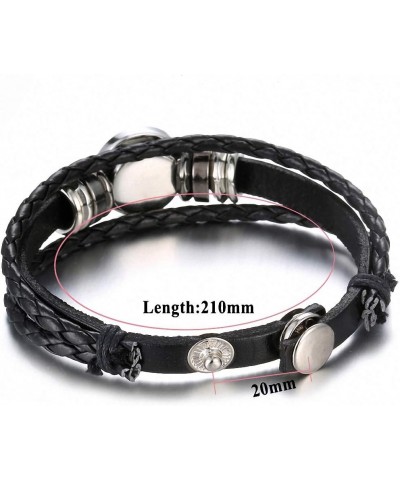 Colorful Handmade DIY Cabochon Snap Button Adjustable Braided PU Leather Bracelet for Women Men Fit 18 mm Snap Buttons Jewelr...