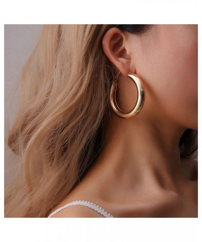 Chunky Gold Plated Hoop Earrings for Women Lightweight Hypoallergenic Thick Open Hoops Earring Jewelry for Gifts Silver $5.99...