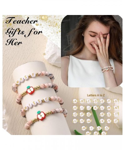 Teacher Appreciation Gifts for Women,Teacher Must Haves Initial Bracelet Mrs Miss End of Year Teacher Gifts Thank You for Hel...