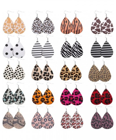 20 Pieces Petal Leather Earrings Leopard Print Earrings Teardrop Dangle Earrings $10.59 Earrings