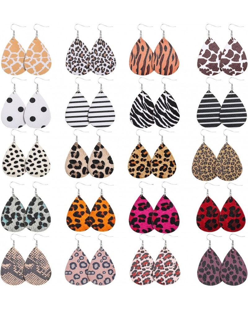 20 Pieces Petal Leather Earrings Leopard Print Earrings Teardrop Dangle Earrings $10.59 Earrings