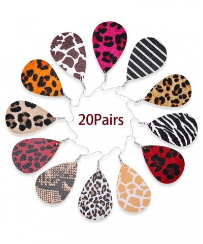 20 Pieces Petal Leather Earrings Leopard Print Earrings Teardrop Dangle Earrings $10.59 Earrings