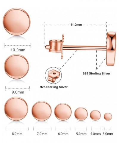 Rose Gold Plated Sterling Silver Dot Stud Earrings 3mm-10mm Options, Flat Round Disc Studs Hypoallergenic Jewelry 4mm $9.20 E...