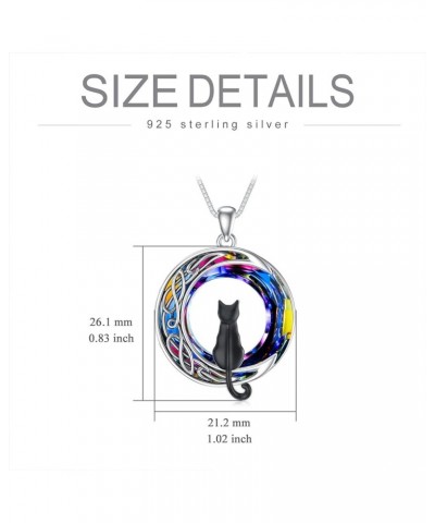 Cat Gifts for Cat Lovers 1/2/3 Cats Necklace Sterling Silver Cat on the Moon Pendant Necklace with Blue Circle Crystal Birthd...