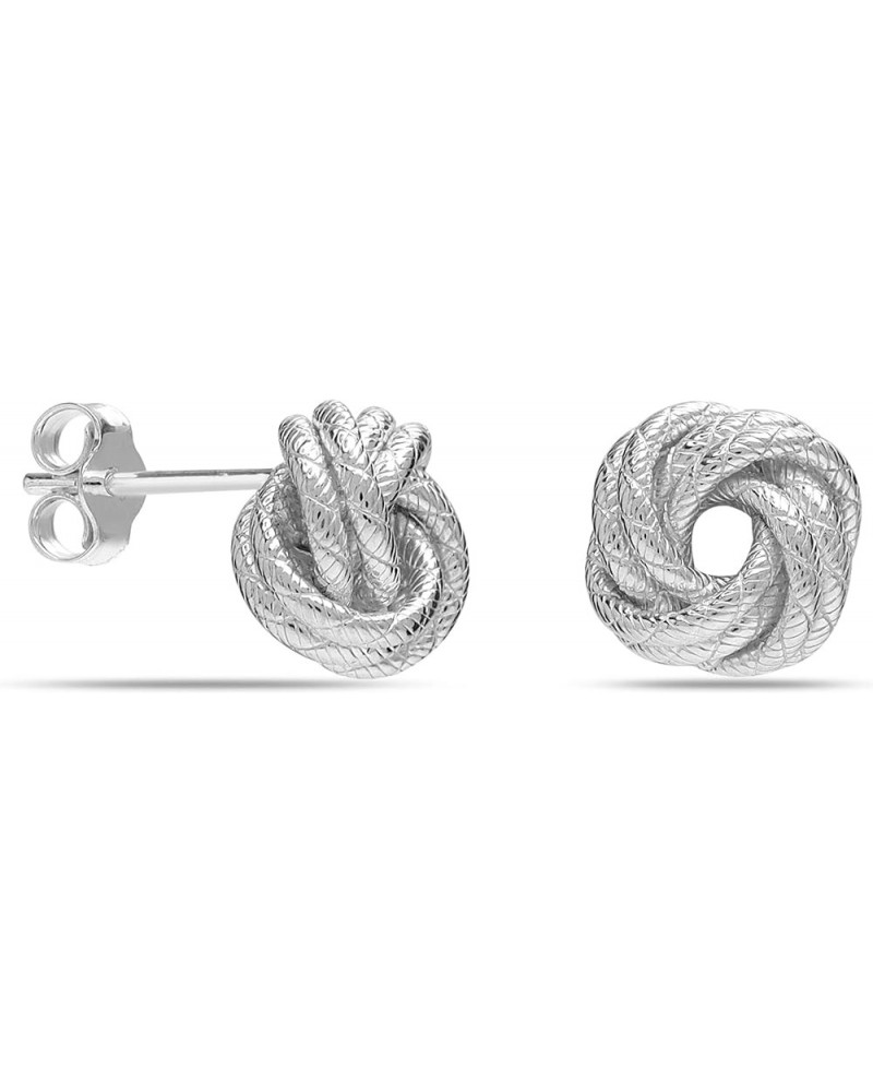 Charmsy 925 Sterling Silver Jewelry Italian Design Lightweight Diamond-Cut Love Knot Stud Earrings for Women Teen Silver Love...