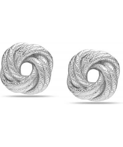 Charmsy 925 Sterling Silver Jewelry Italian Design Lightweight Diamond-Cut Love Knot Stud Earrings for Women Teen Silver Love...