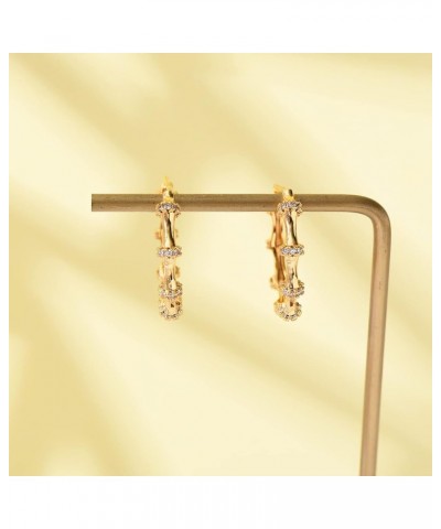 Bamboo Hoop Earrings 14K Gold Hollow Casting Punk HipHop Jewelry for Copper Bamboo Earrings for Women 90s crystal $8.34 Earrings