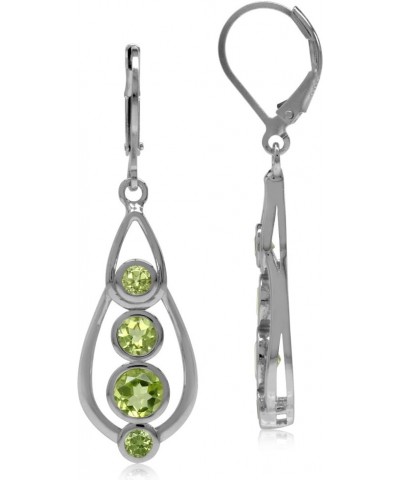 Gemstone 925 Sterling Silver White Gold Plated Journey Leverback Dangle Earrings Peridot $22.41 Earrings