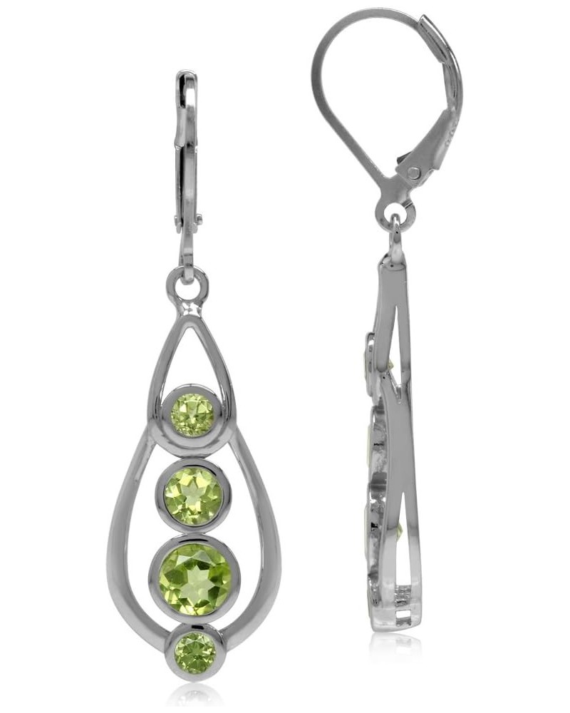 Gemstone 925 Sterling Silver White Gold Plated Journey Leverback Dangle Earrings Peridot $22.41 Earrings