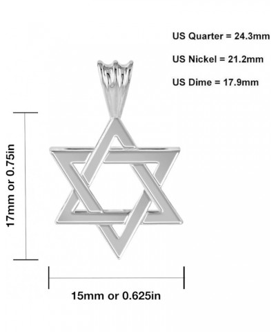 Ladies 925 Sterling Silver 17mm Star of David Jewish Pendant Necklace, 18in to 24in 24in,1mm Rope Chain $32.44 Necklaces